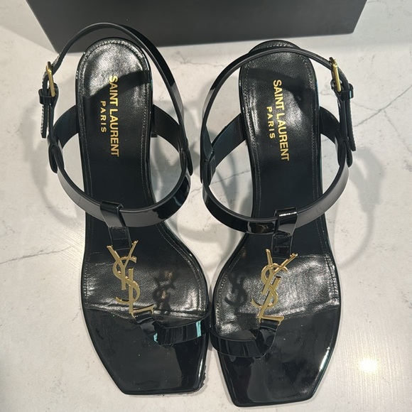 Saint Laurent Cassandra logo-embellished leather sandals - Picture 1 of 9